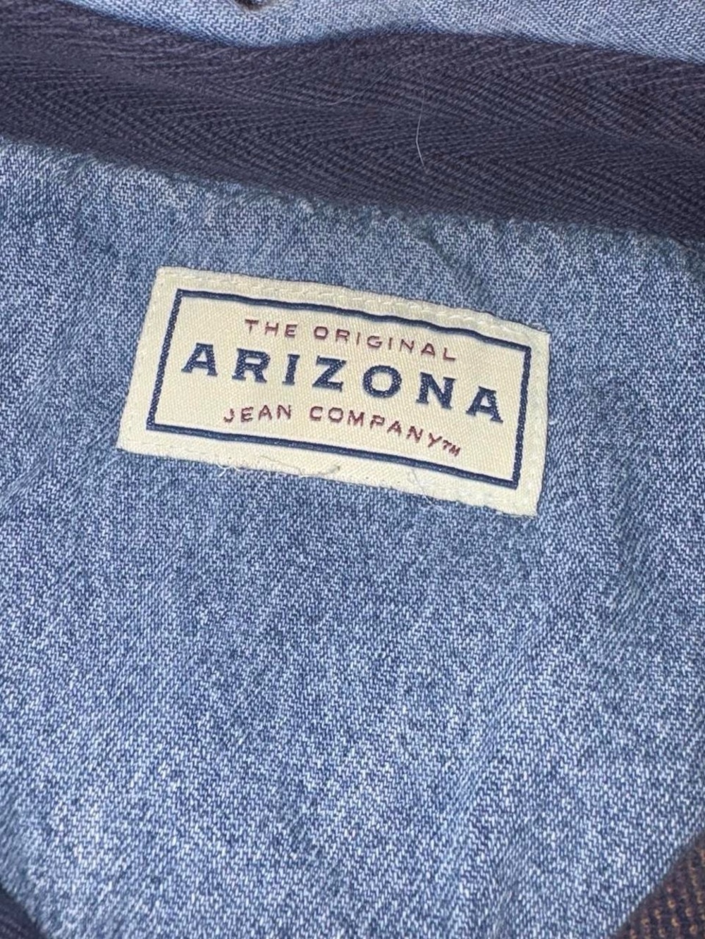 vintage 90s grunge denim collar cropped flannel - arizona, fits like xl